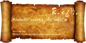 Radvánszki Ádám névjegykártya