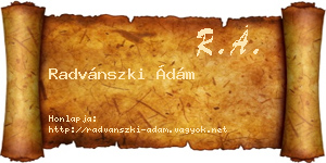 Radvánszki Ádám névjegykártya
